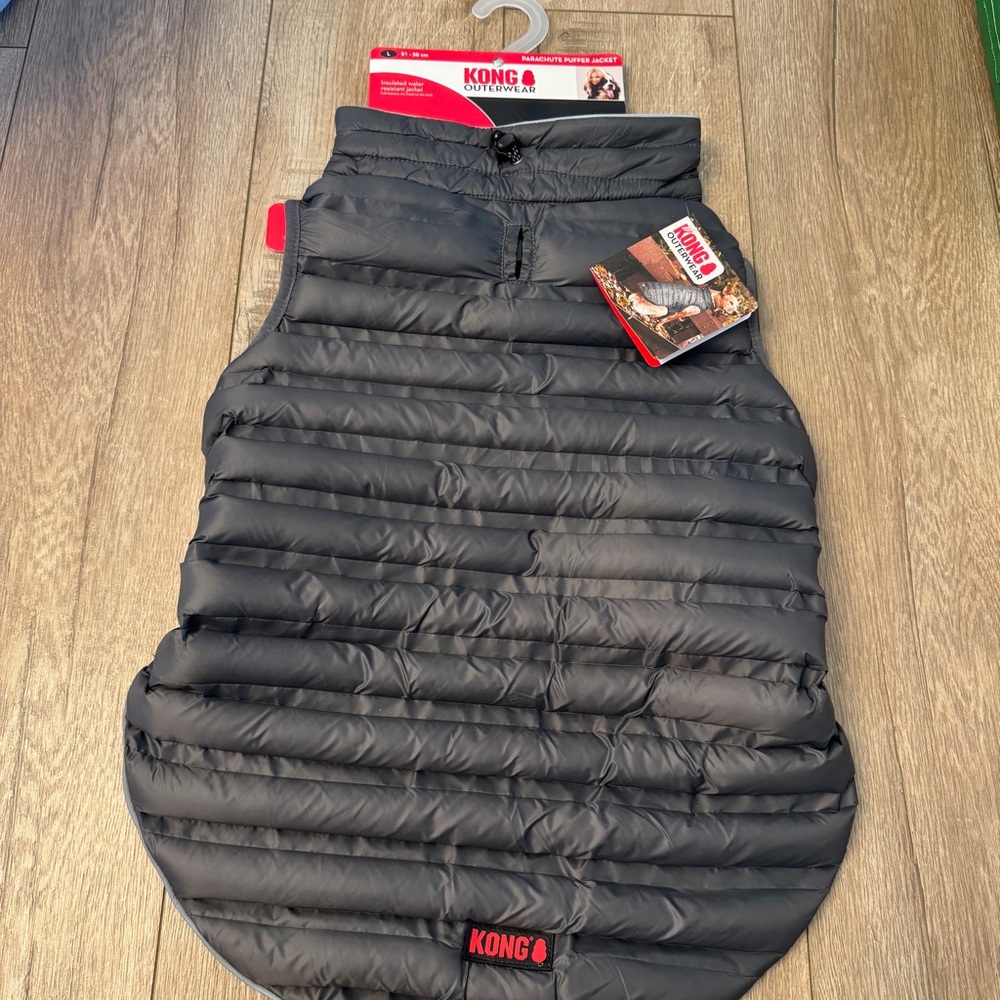 Kong Outerwear Parachute Puffer Jacket Vest size L in Dark Gray for L Dog NWT 🐕